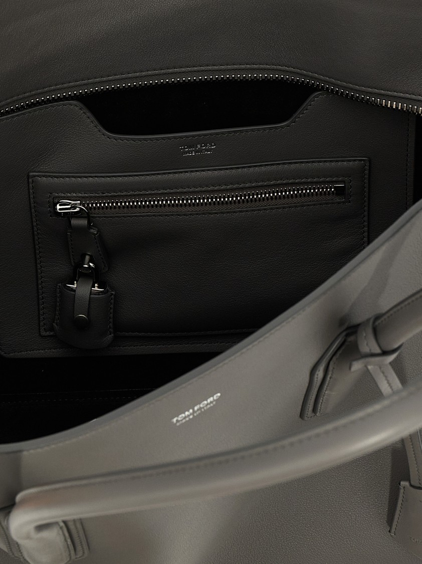 Tom Ford Logo Shoulder Bag In Gray