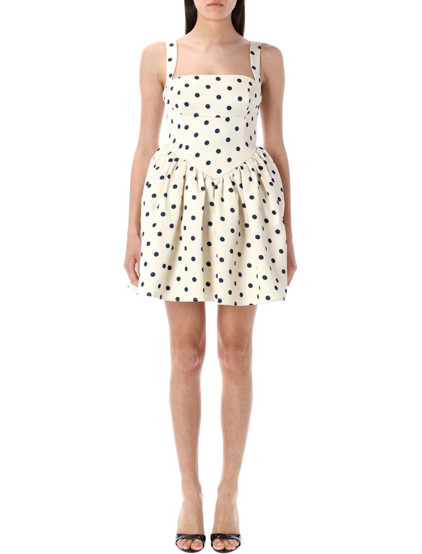 Self-portrait Pleated Polka-dot Duchesse-satin Mini Dress