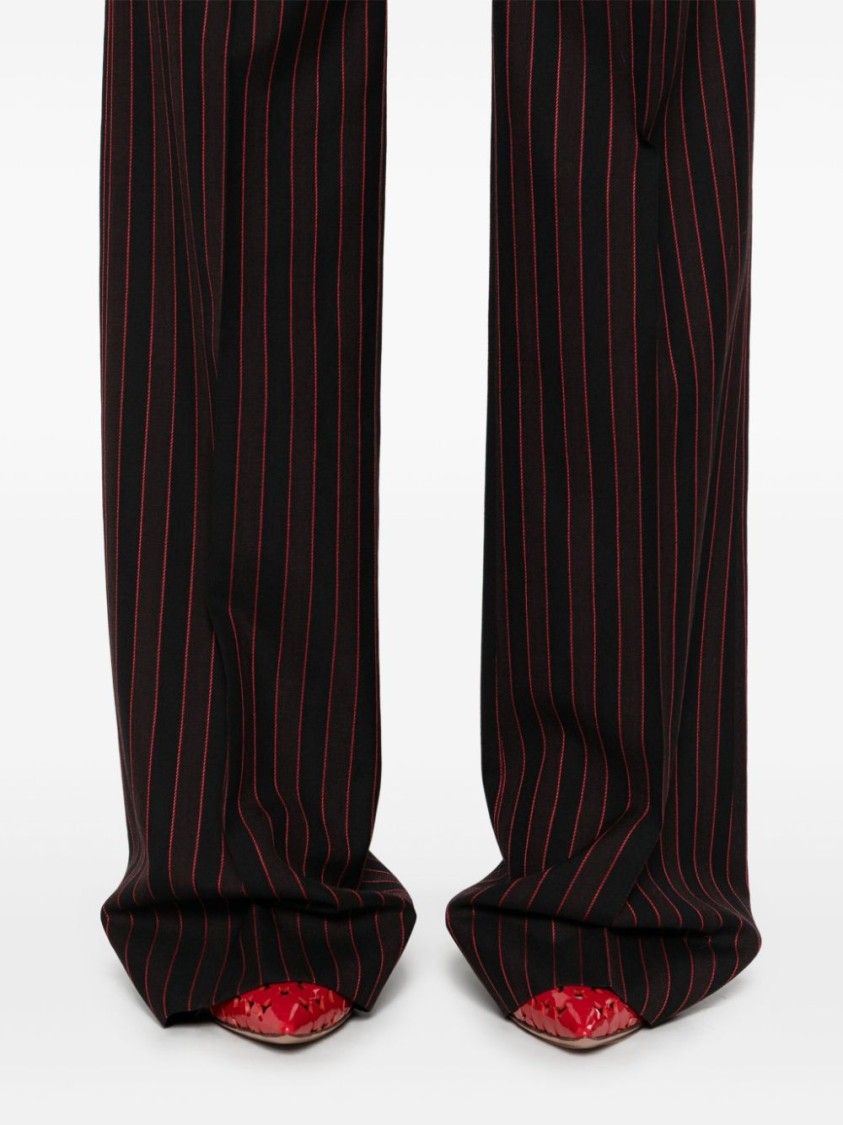 Alexander Mcqueen Tailored Pinstriped Wool Pants In Black