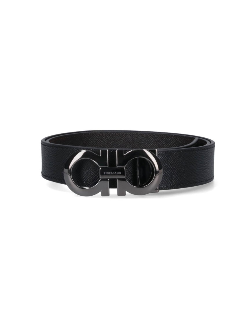 Ferragamo Hammered Leather Reversible Belt