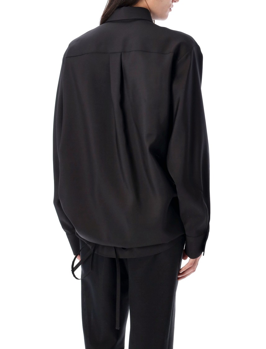 Shop Valentino Techno Light Wool Shirt In Black