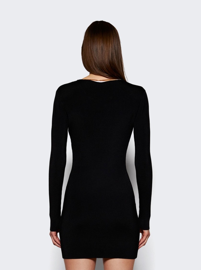 Alexander Wang Mini Dress With Nameplate Chain Black In Black