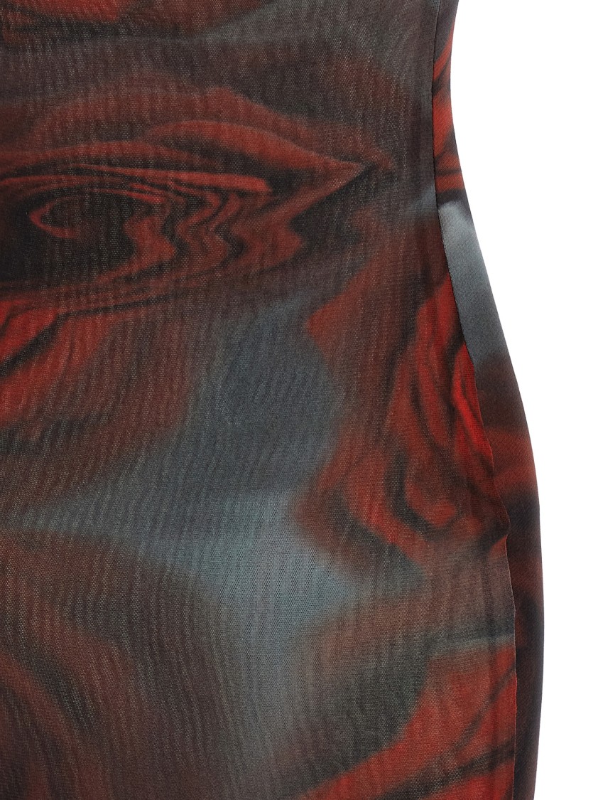 Jean Paul Gaultier The Long Red Blurry Tulle Maxi Dress In Red