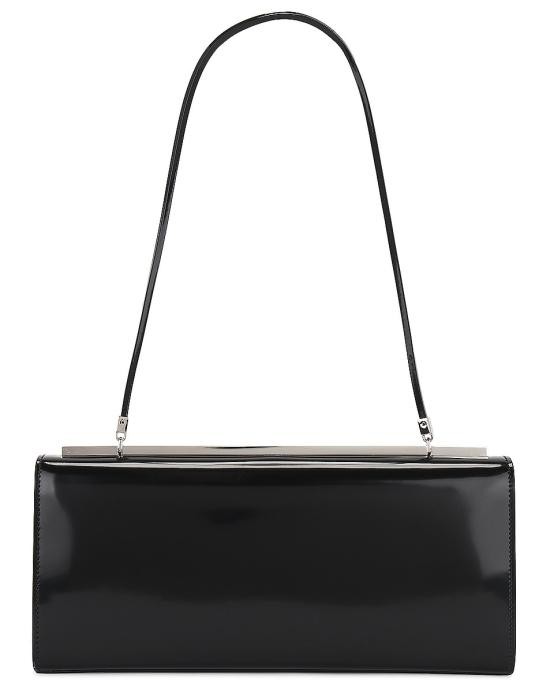 Saint Laurent Glossy Finish Shoulder Bag In Black