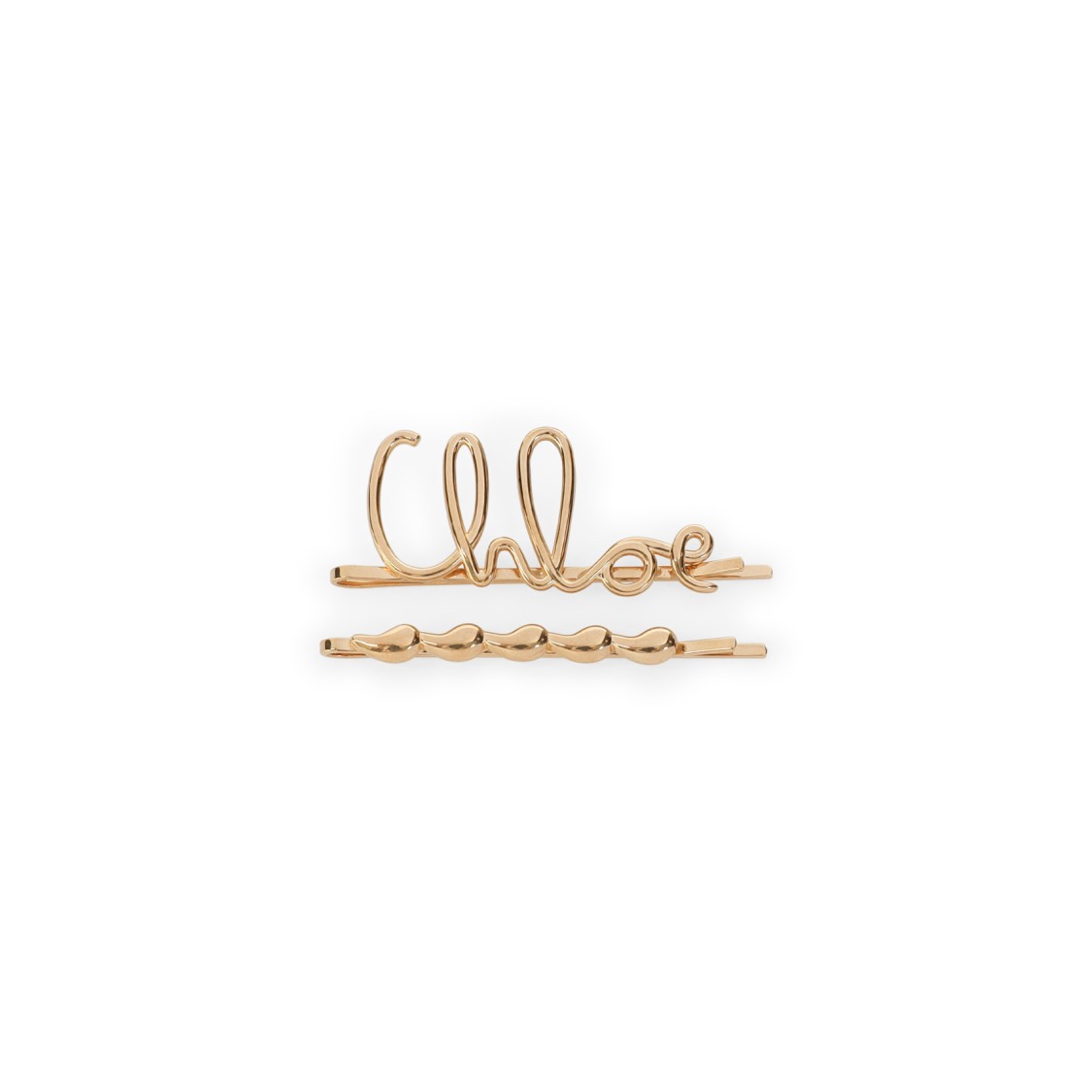 Chloé Set Of 2 Hair Clips "iconic" In Gold