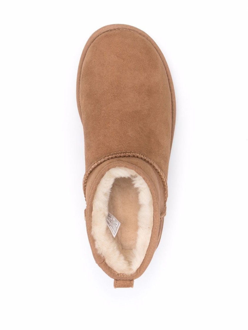 Ugg Camel Suede Classic Ultra Mini Ankle Boots In Neutral