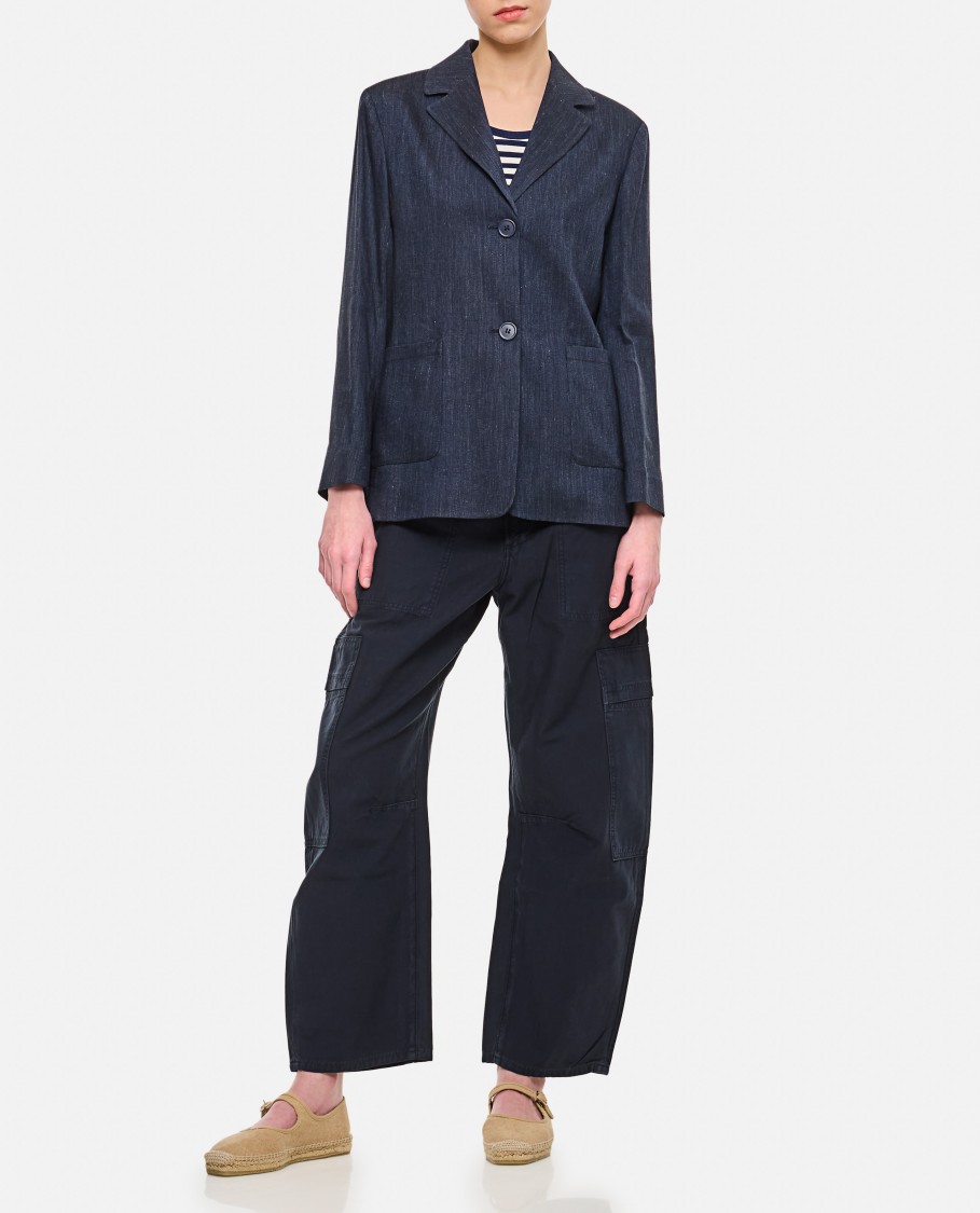 Max Mara Derna' Tailored Blue Jacket With Front Button Fastening In Blue