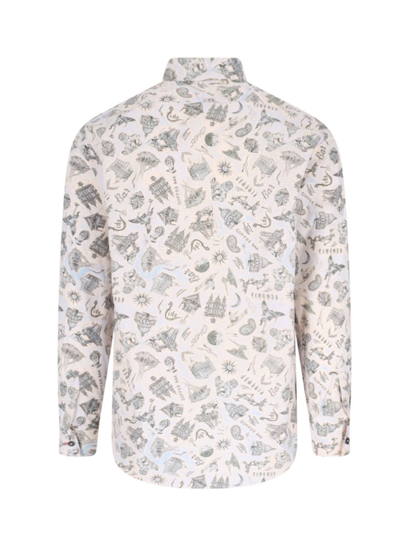 PAUL SMITH PAUL SMITH SOUVENIR' SHIRT – CREAM WITH BLUE PRINT