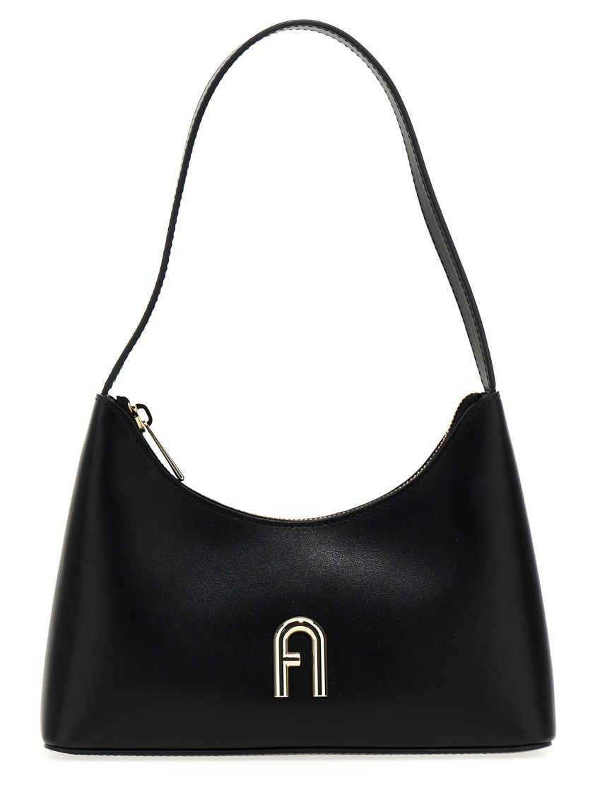 Furla Logo-plaque Leather Shoulder Bag In Black