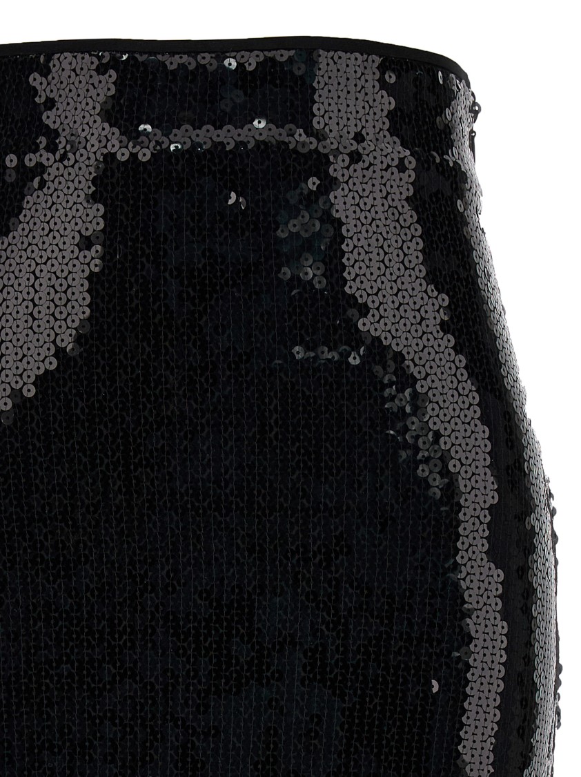 Alexandre Vauthier Black Mesh Midi Skirt In Black