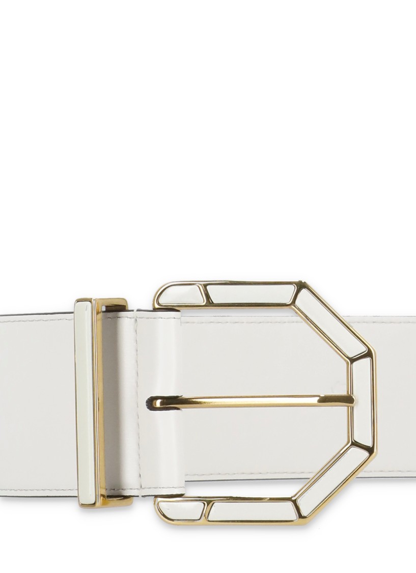 ETRO ETRO WHITE LEATHER MAXI BELT 