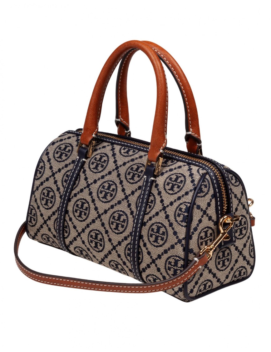 Tory Burch Monogram Bucket In Printed Cotton Monogram Blue