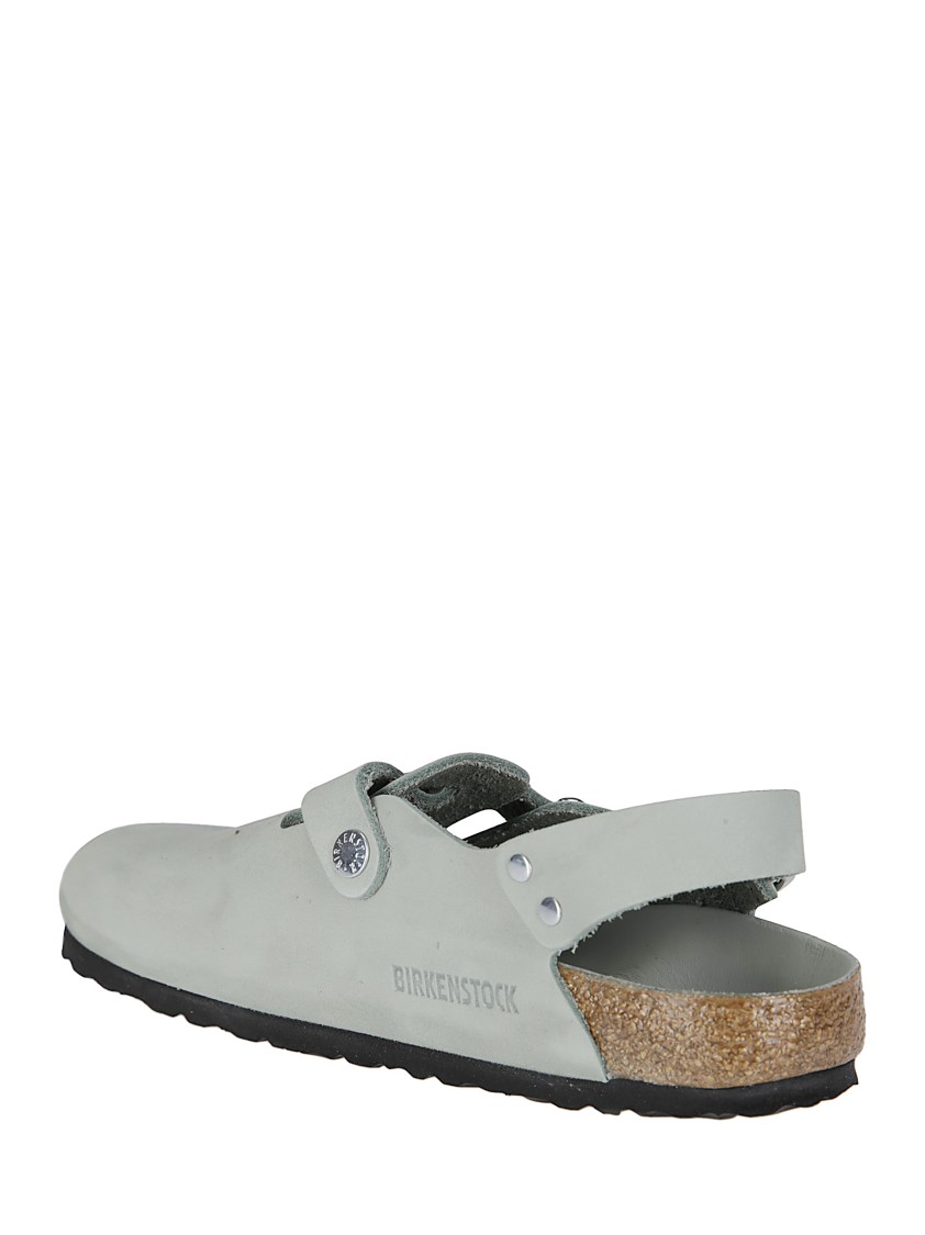 Birkenstock 'tokio' Light Blue Mules With Buckles On The Front And Back In Gray