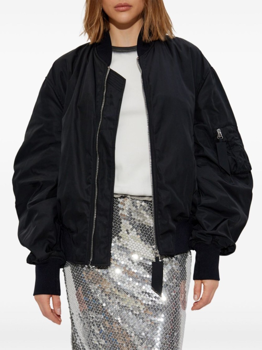 Attico Bishop-sleeves Bomber Jacket In Black