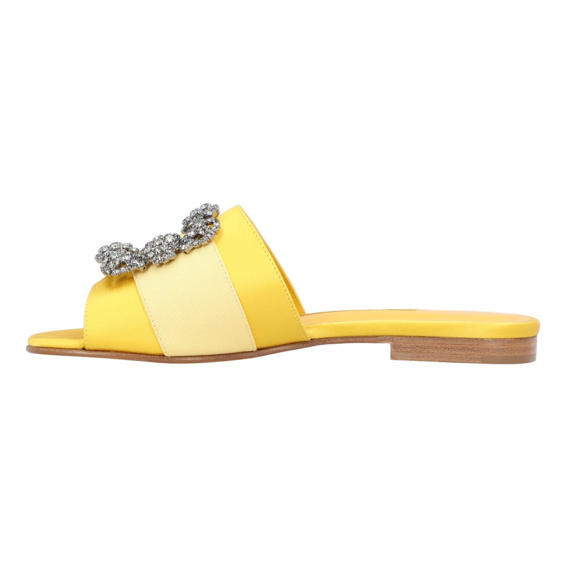 Manolo Blahnik Martamod Embellished Satin Mules In Gold
