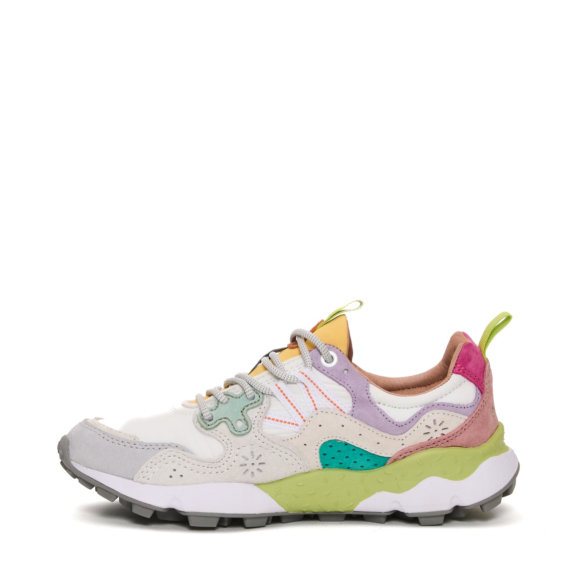 Flower Mountain Yamano 3 Light Lilac And White Suede And Nylon Sneakers In White