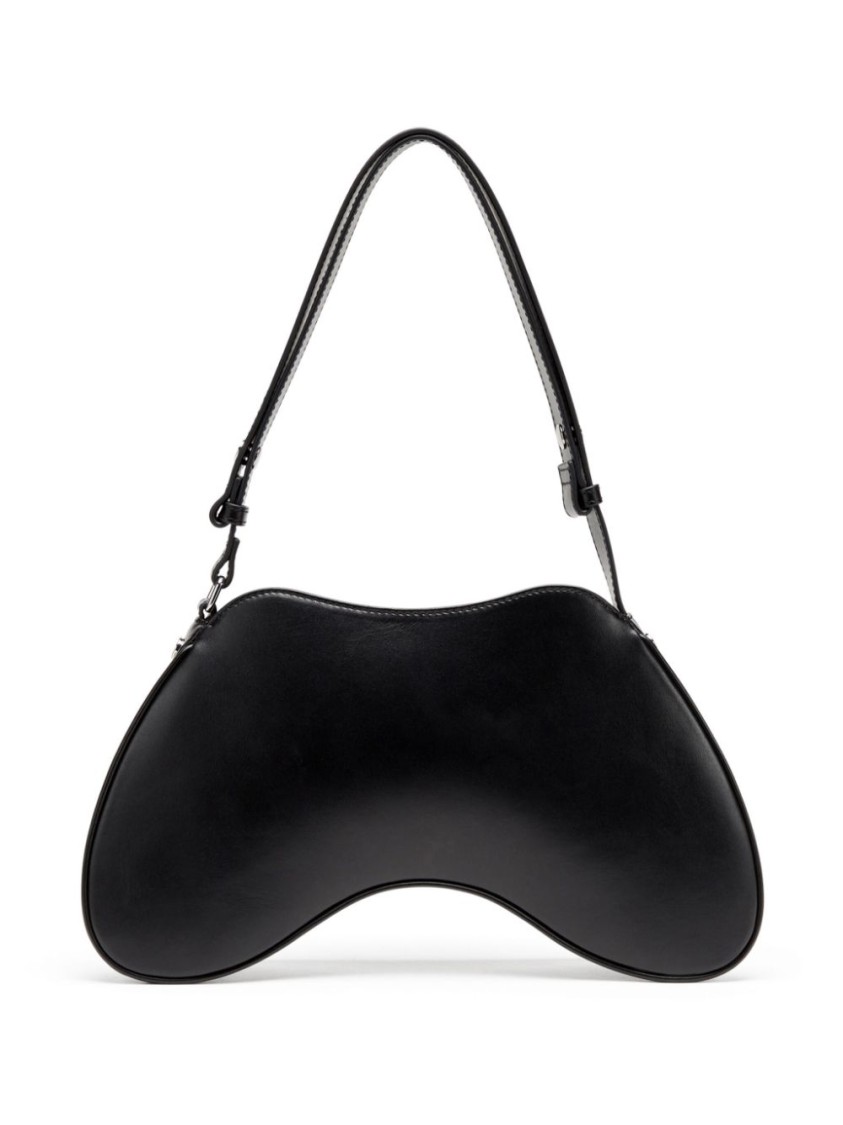 Shop Diesel Curvy Black Handbag With Smooth Finish And Sleek Strap