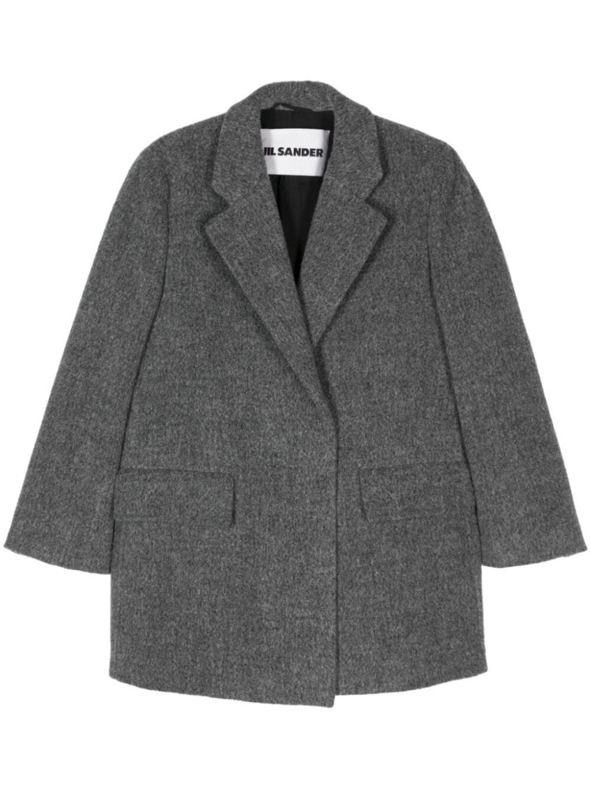 Jil Sander Tailored Grey Llama Coat With Notched Lapel