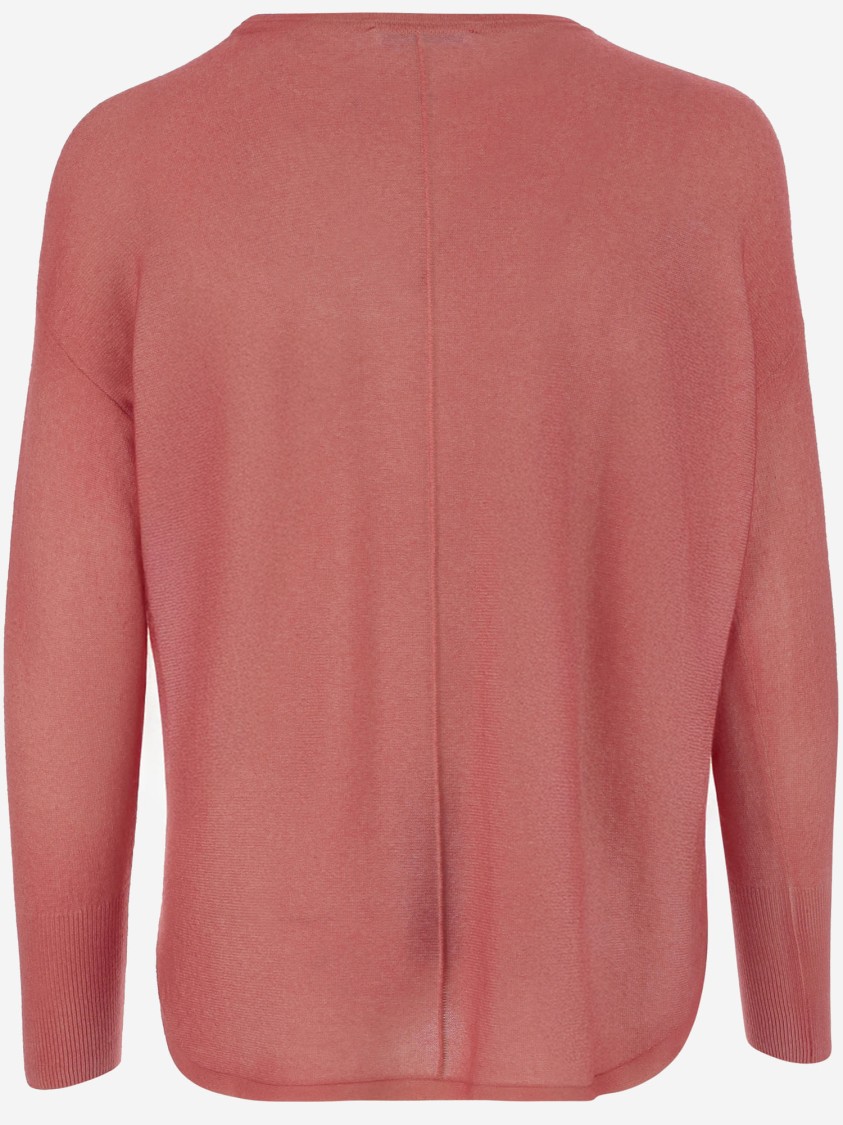 Oliver Lattughi Crew Neck Cashmere Sweater With Dropped Shoulders In Pink