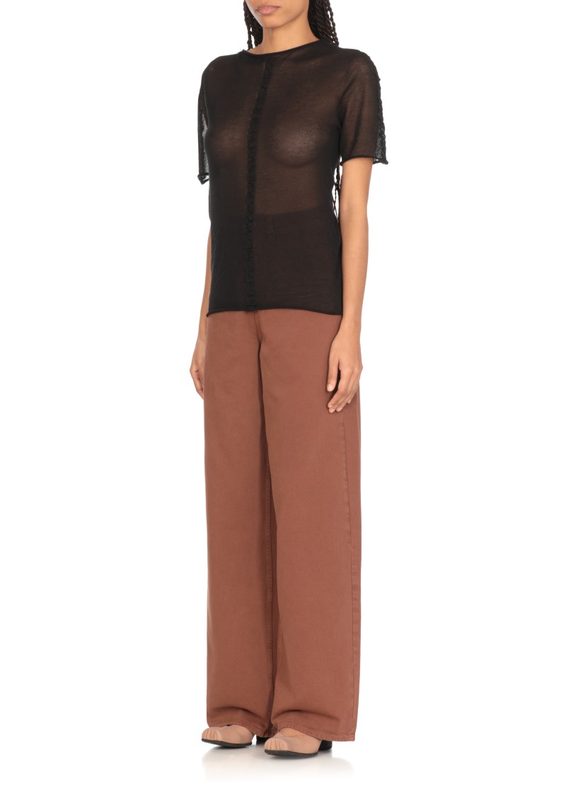 Uma Wang Short Sleeved Knitted Top In Grey