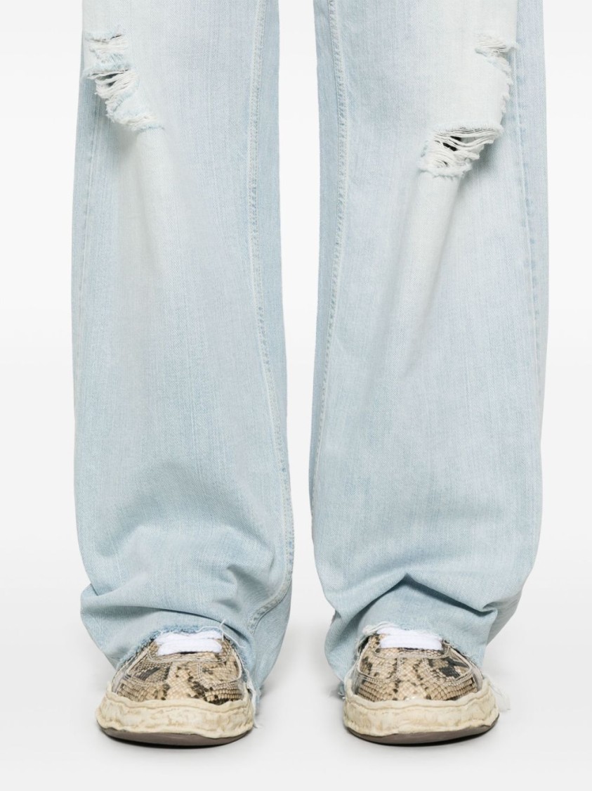 Golden Goose Light Blue Distressed Jeans With Frayed Hem And Classic Five-pocket Design