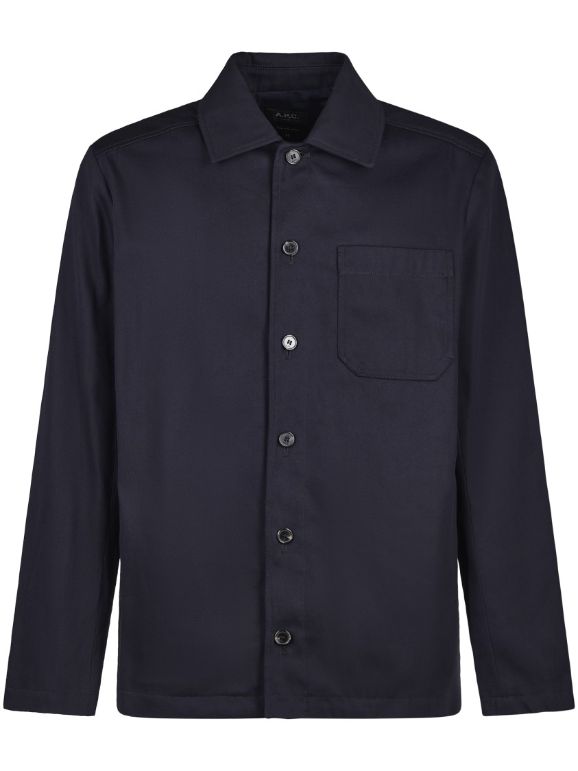 Apc A.p.c. Button-up Jacket With Structured Collar And Chest Pocket In Black