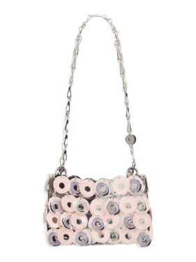 ショルダーバッグ・ポシェット Rabanne Textured Calfskin Pink Shoulder Bag With Scalloped Rabanne Textured Calfsk Shoulder Bag With Scalloped Edges in