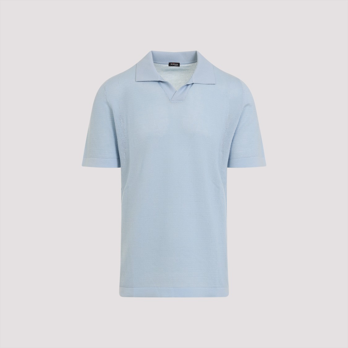 KITON KITON BABY BLUE COTTON POLO