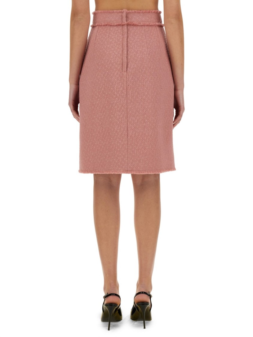 Shop Dolce & Gabbana "rachel" Tweed Midi Skirt In Pink
