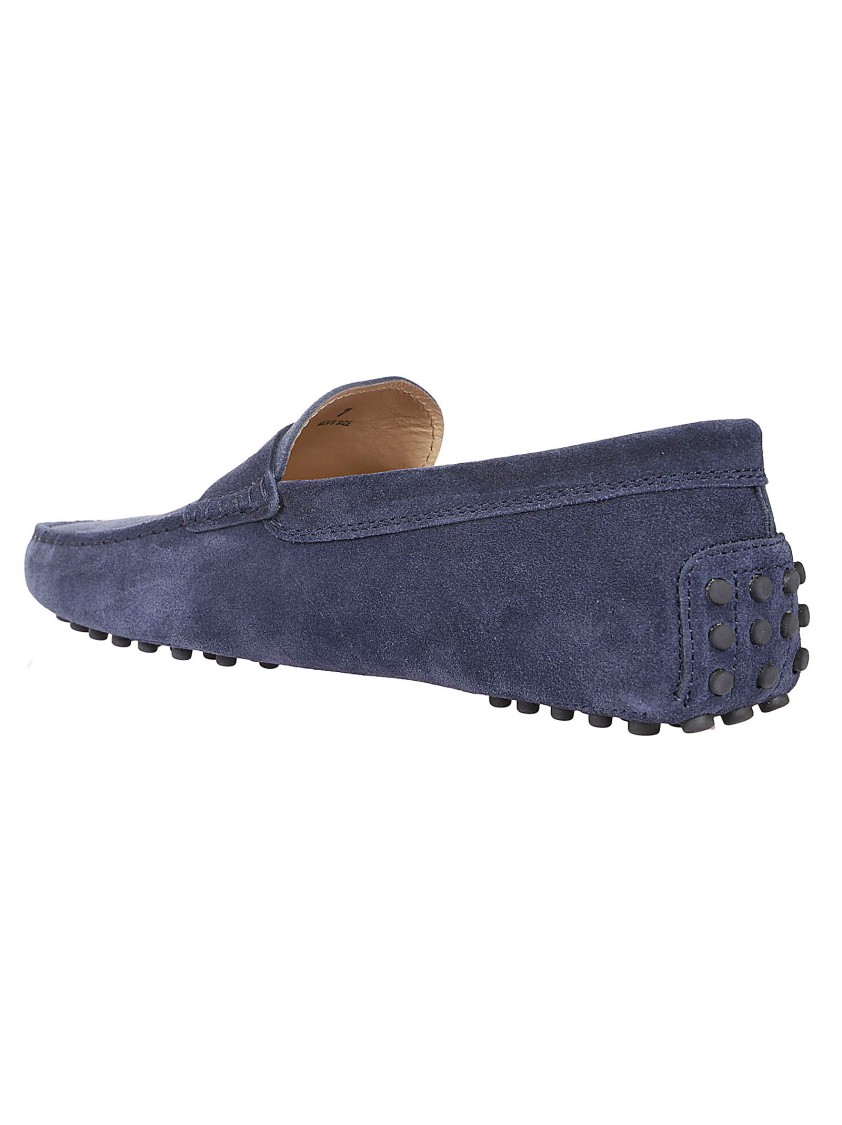 Tod's Streamlined Leather Moccasin Loafers With Pebble Outsole In Blue