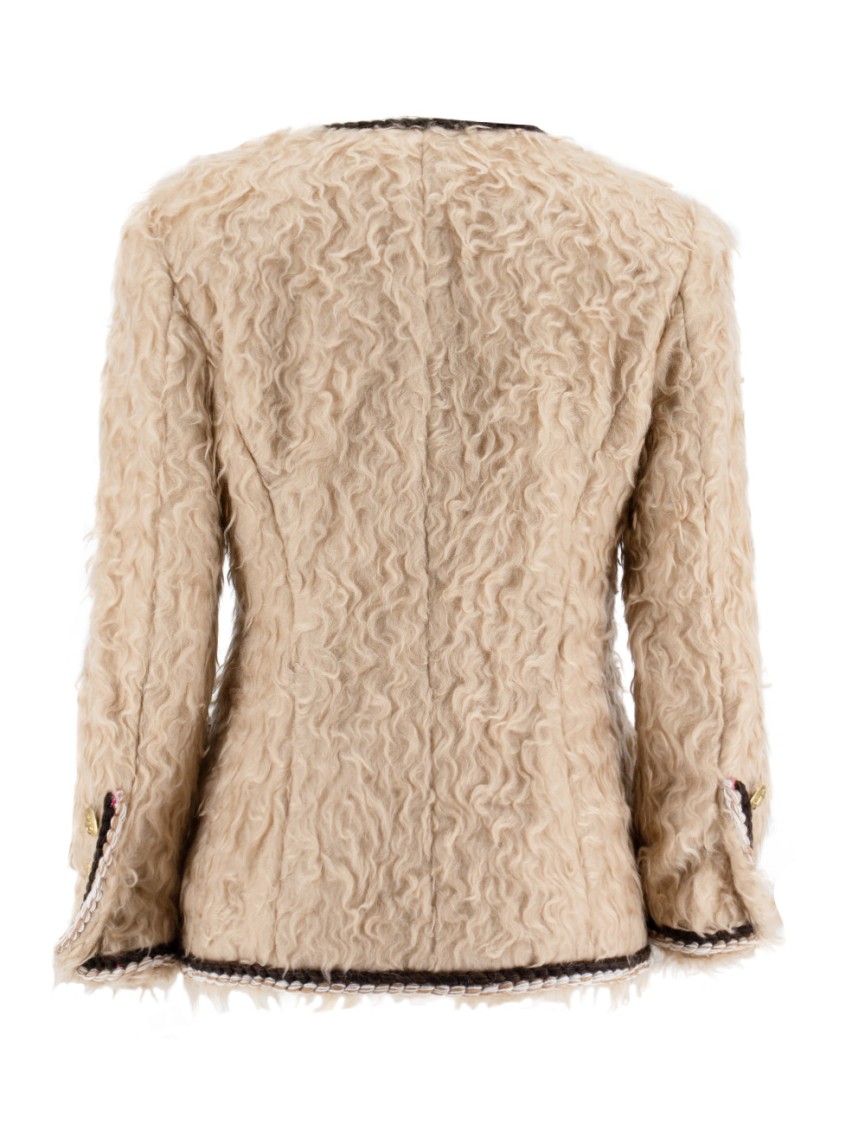 Shop Etro Crewneck Jacket With Fur Effect