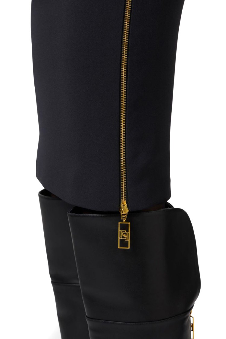 Elisabetta Franchi Knee-length Black Skirt With Gold Zipper Accents In Black