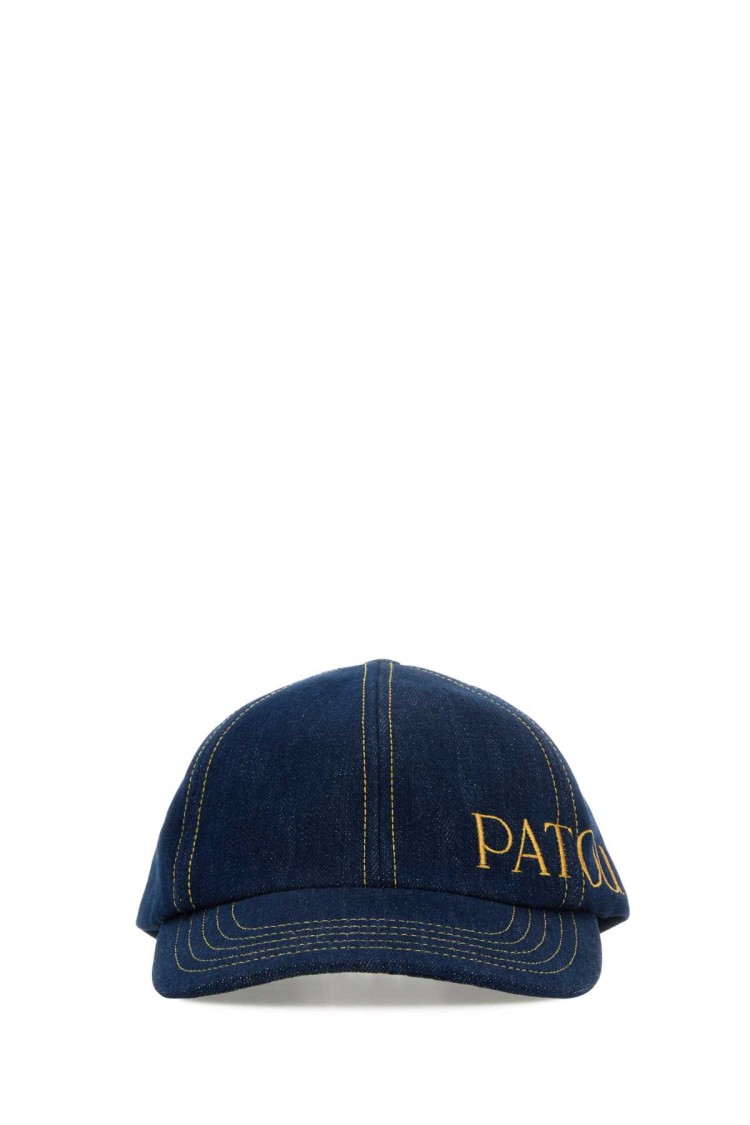 Patou Blue Denim Baseball Cap In Black