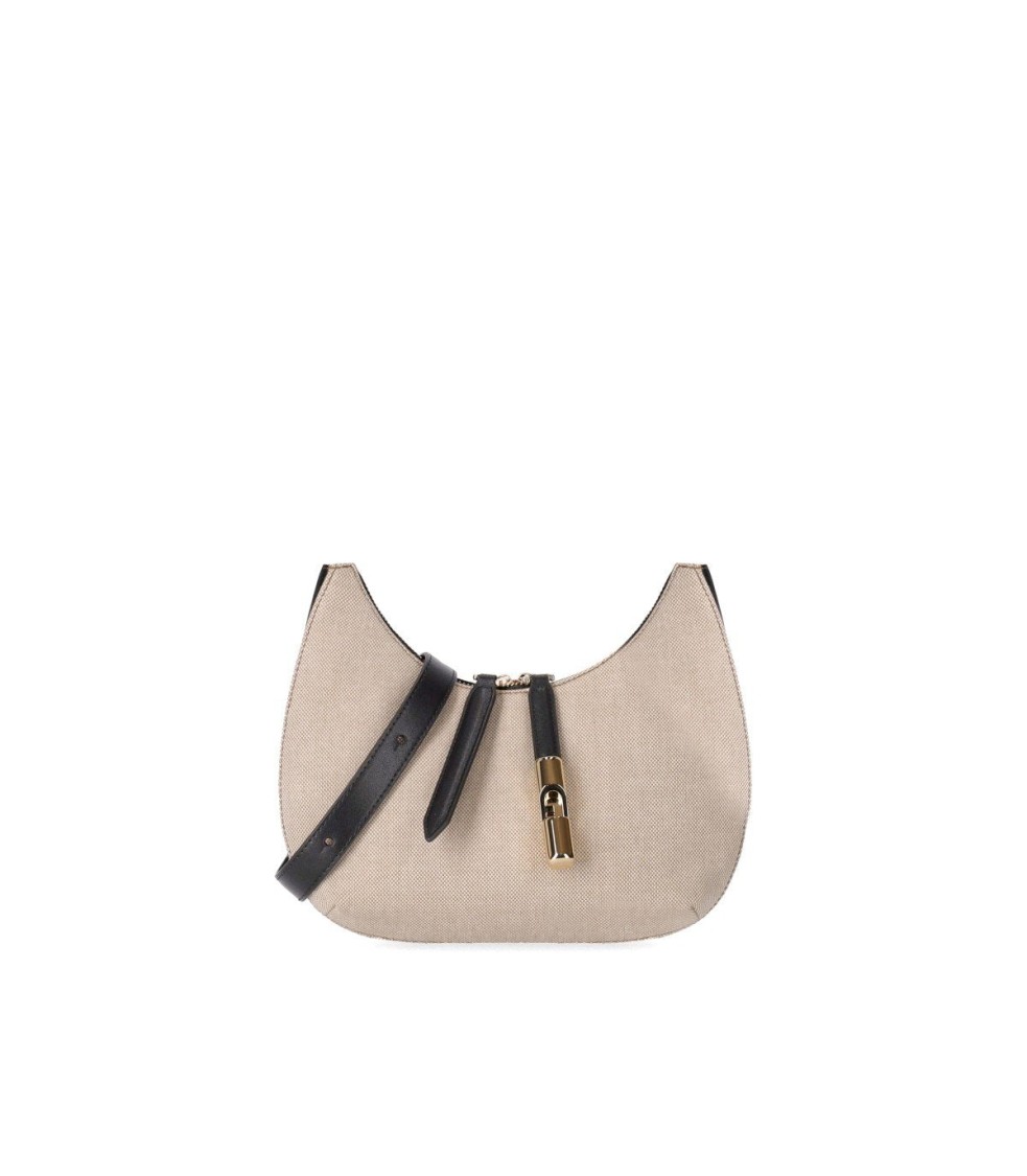 Furla Goccia S Natural Black Shoulder Bag