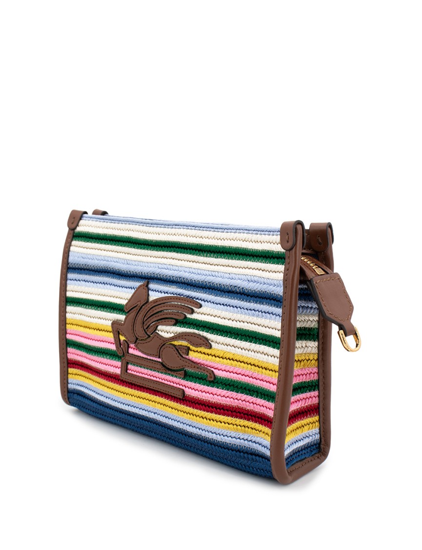 Etro Multicoloured Striped Shoulder Bag With Pegasus Patch