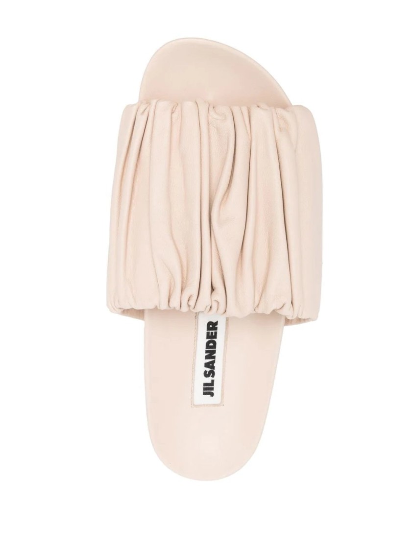 Jil Sander Gathered Texture Open Sandals With Platform Sole In Pink