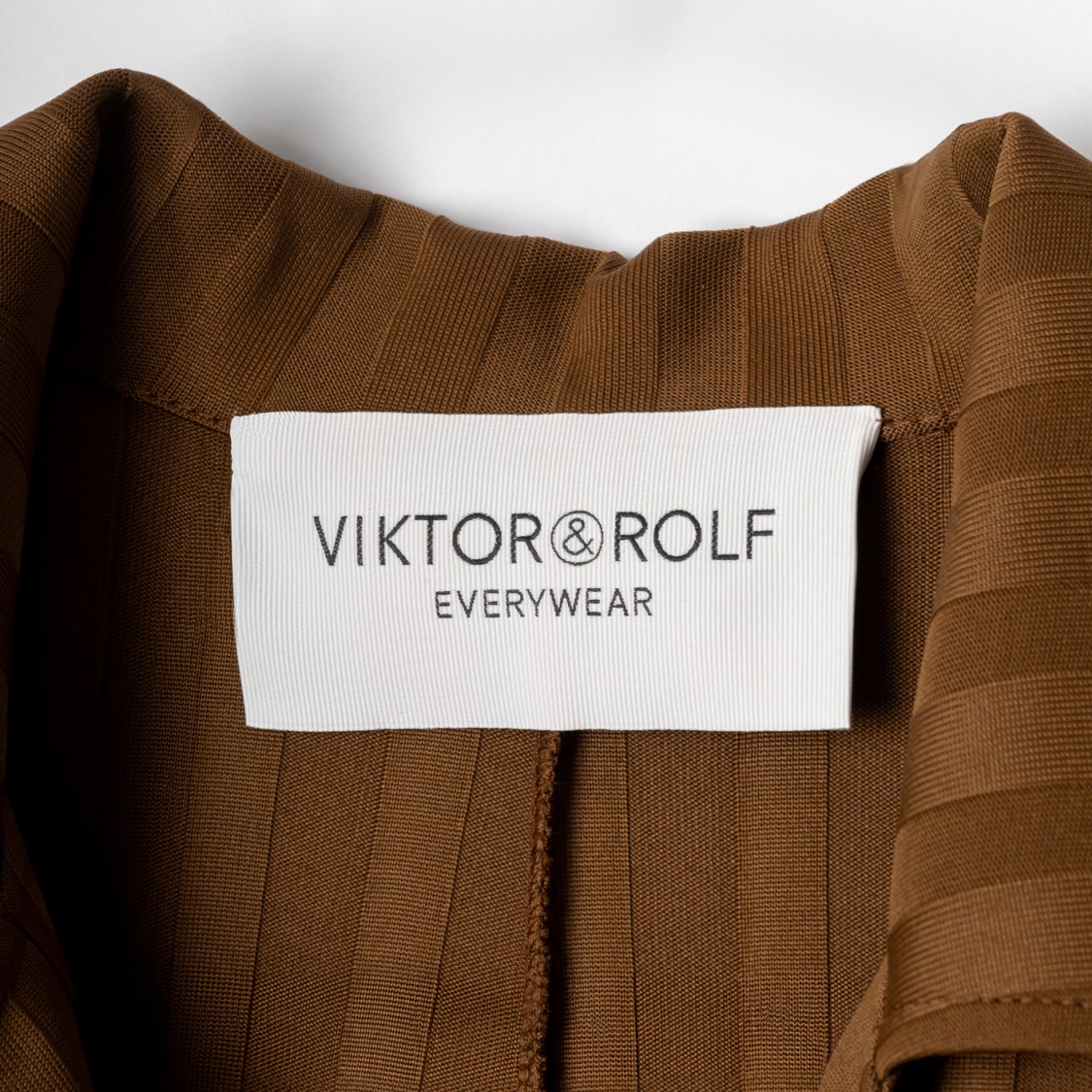 Viktor & Rolf Ribbed Jumpsuit With Notched Collar And Belted Waist In Brown