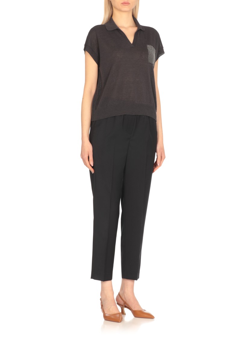 Shop Peserico Blue Linen And Cotton Sweater