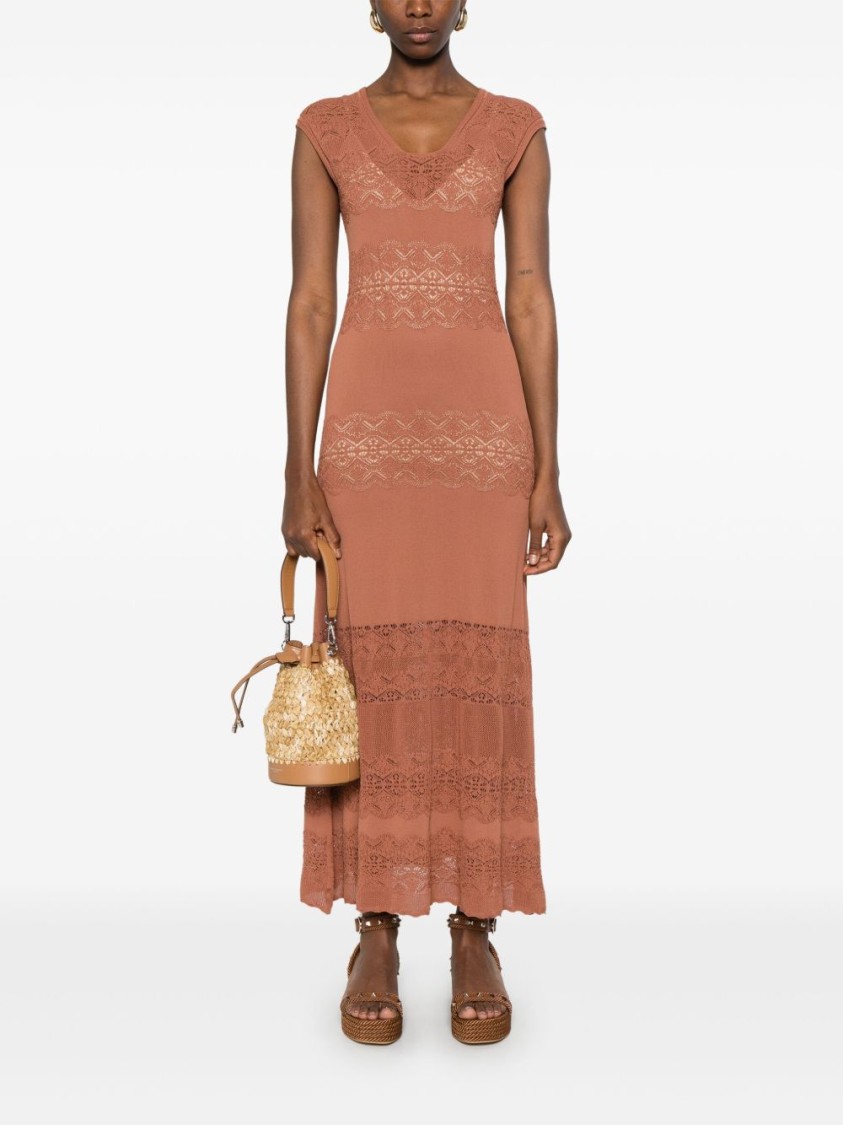 Twinset Twin-set Maxi Dress With Deep V-neckline