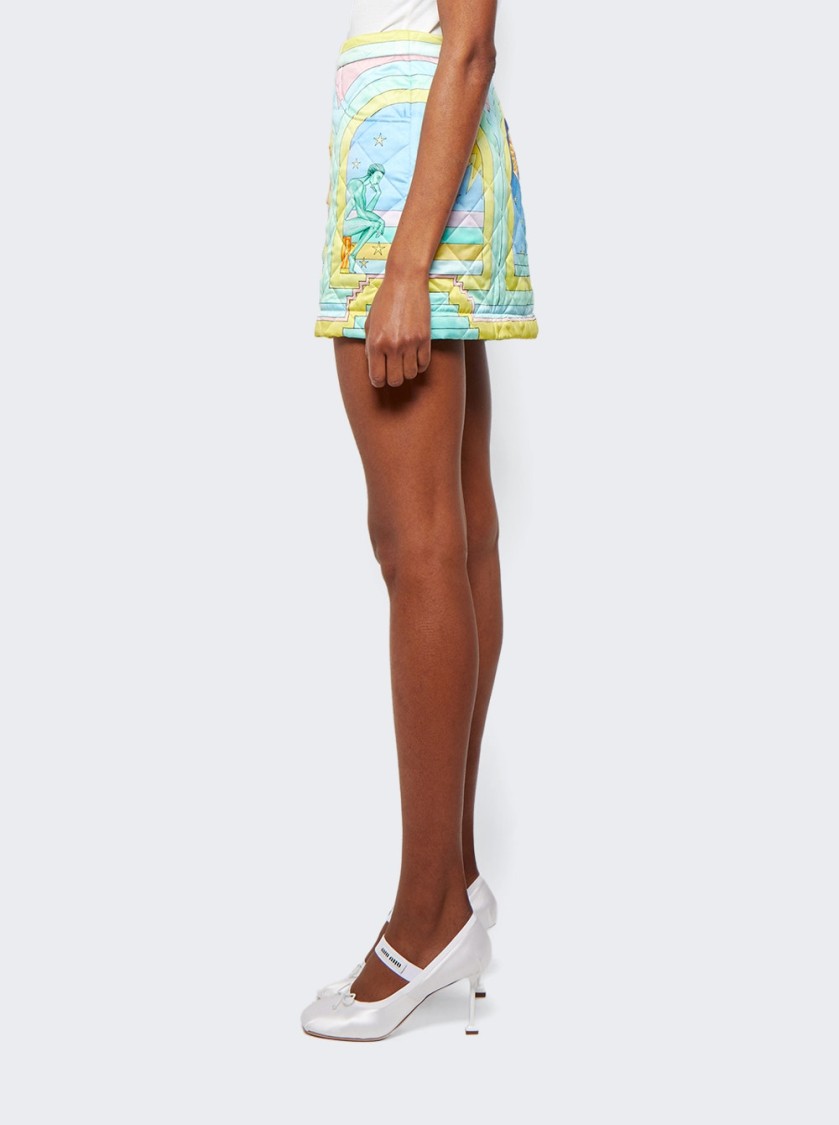 Casablanca Art Deco Quilted Curved Hem Mini Skirt