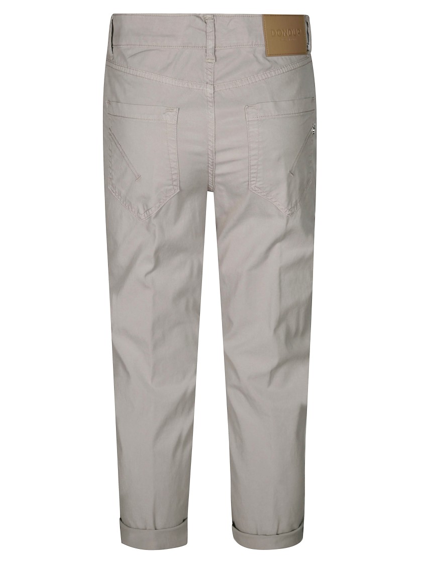 Dondup High Waist Tailored Trousers With Rolled Cuffs In Gray