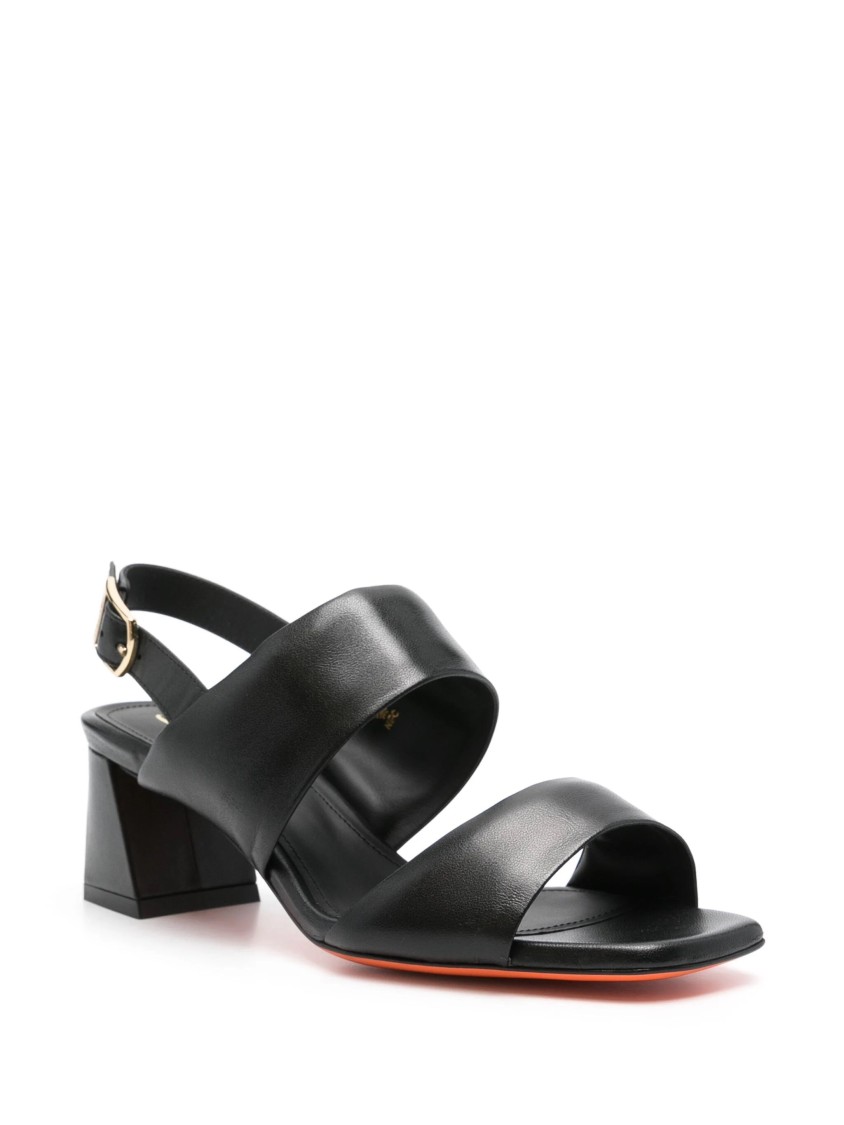 Santoni Open-toe Black Pumps In Gray
