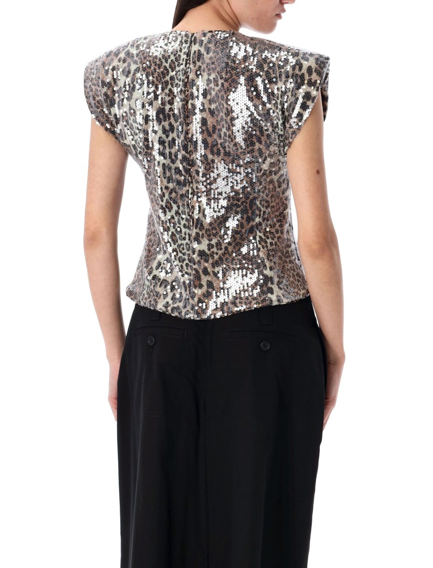 Ganni Leopard Blouse With Sequins