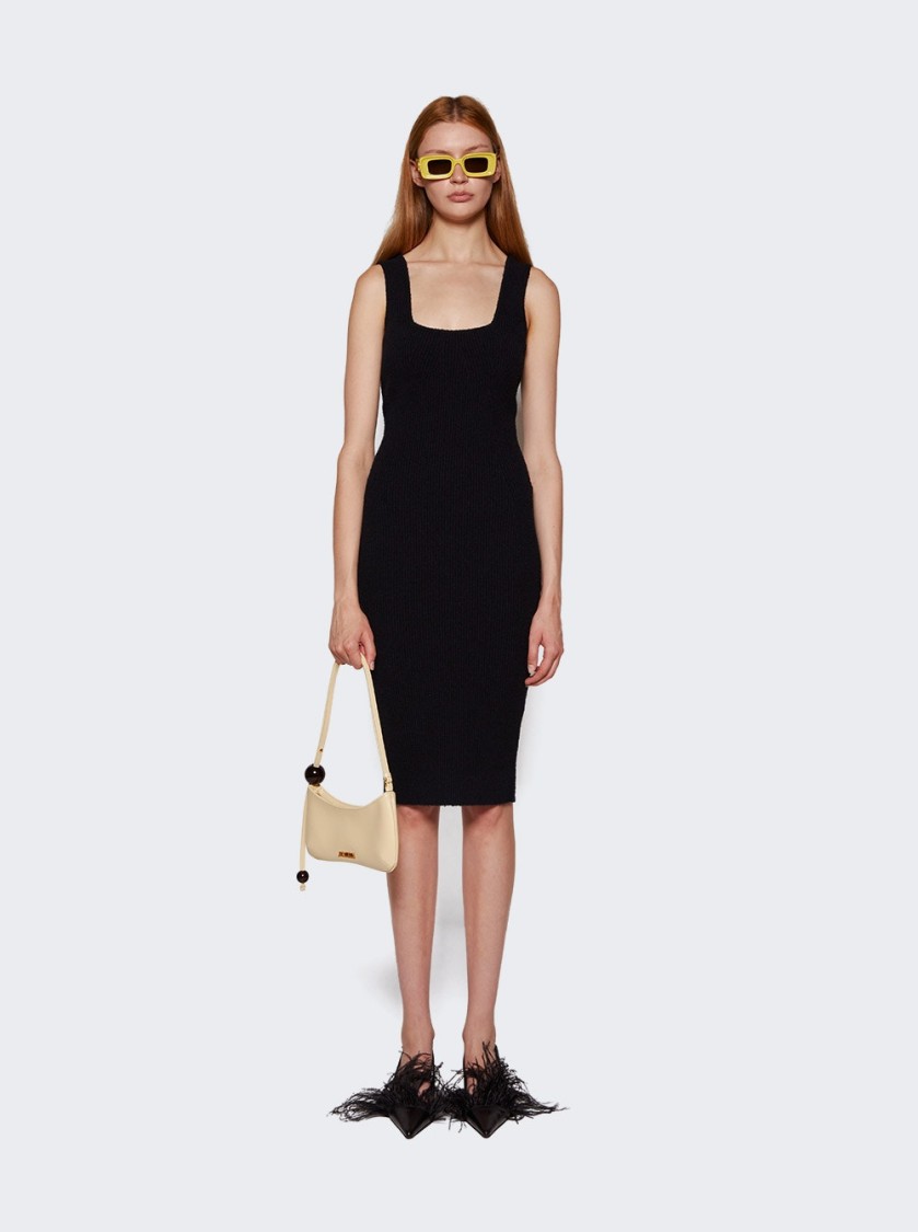 Wardrobe.nyc Textured Ribbed Knit Midi Dress With Square