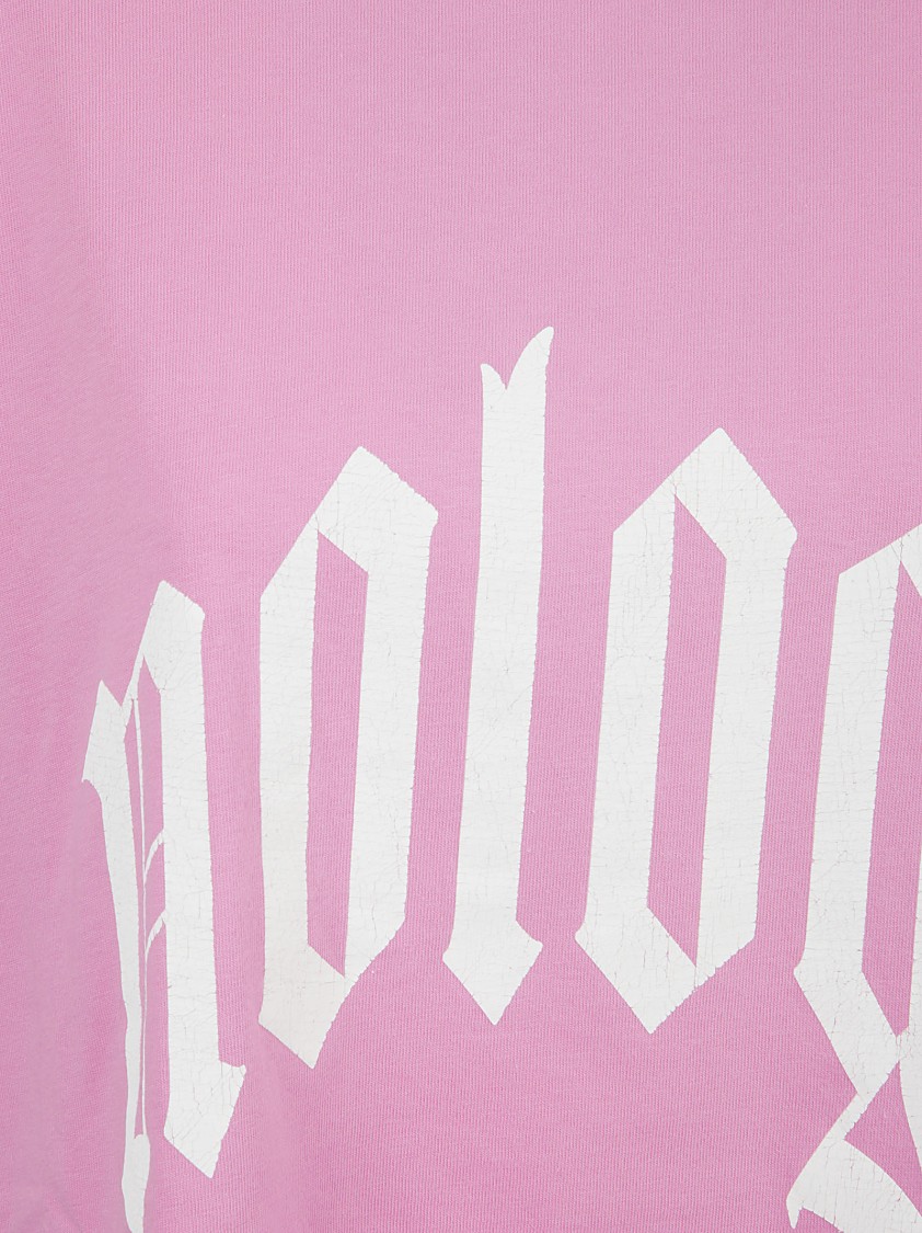 Balenciaga Oversized Cotton T-shirt With Graphic Contrast In Pink