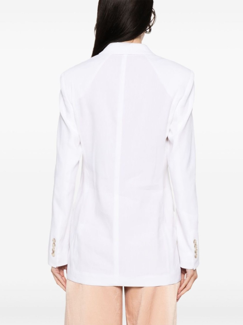 Shop Hugo Boss Boss Double-breasted Linen Blazer With Structured Shoulders