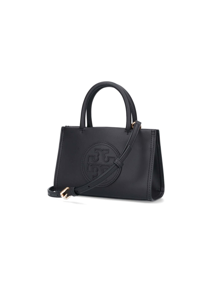 Tory Burch Mini "ella" Bag In Black Biotex™ Fabric