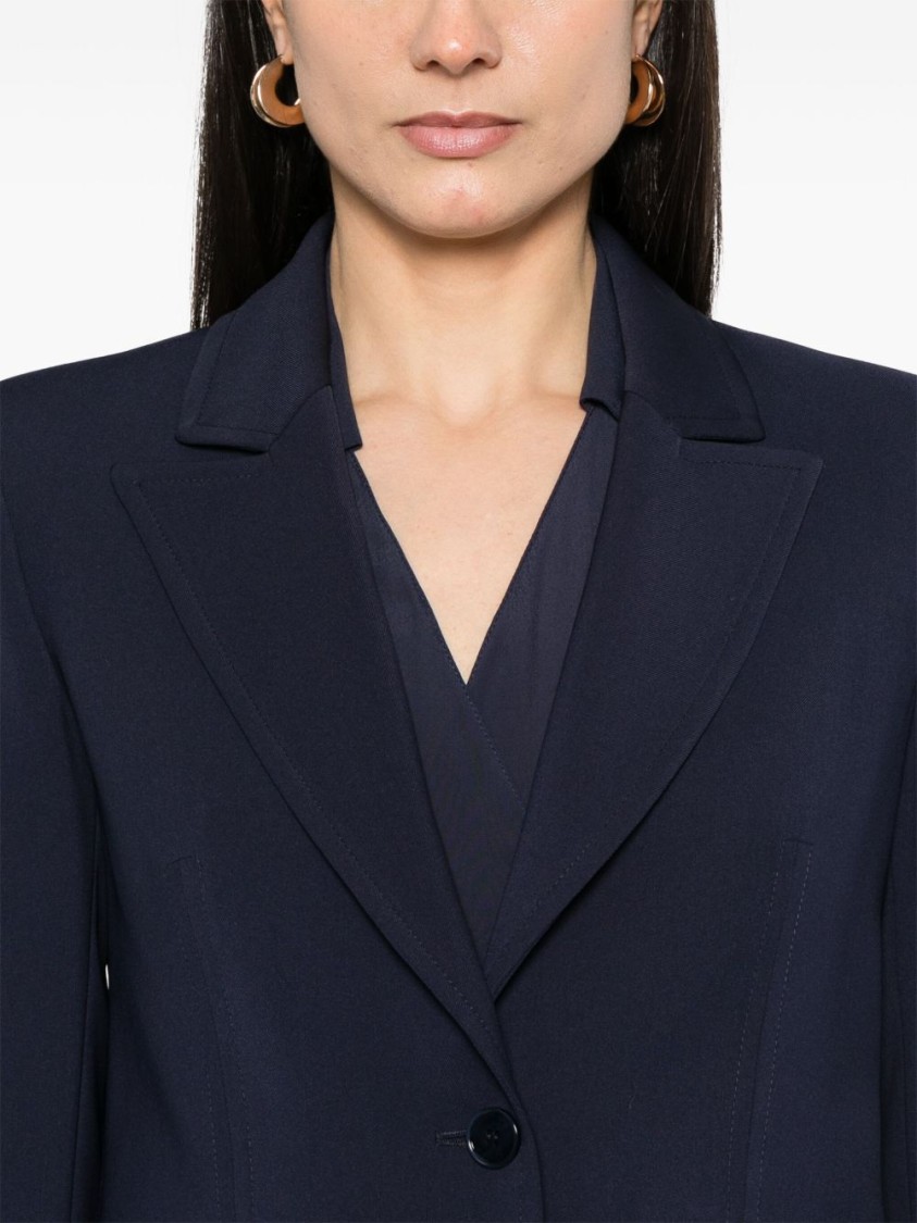 PATRIZIA PEPE PATRIZIA PEPE TAILORED NAVY BLAZER WITH STRUCTURED SHOULDERS
