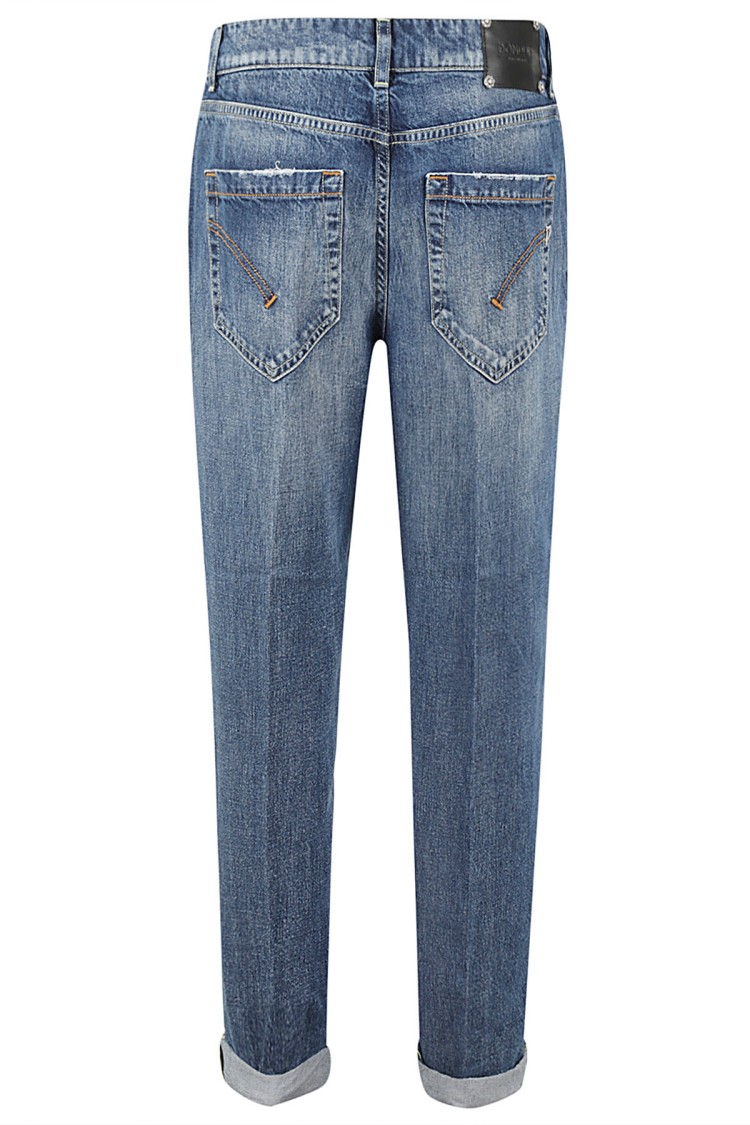 Dondup Loose Fit Cropped Denim Jeans In Grey