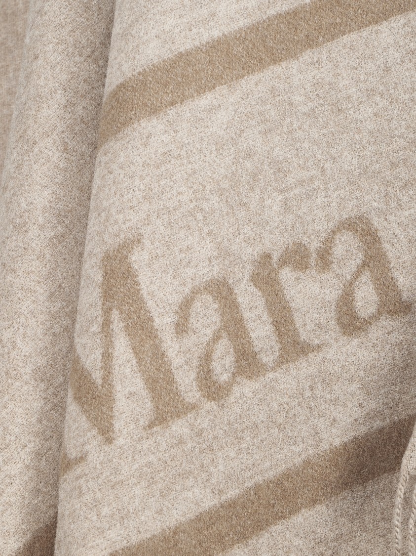 Max Mara Loose-fit Poncho Sweater With Deep V-neck And Fringed Hem In Pink